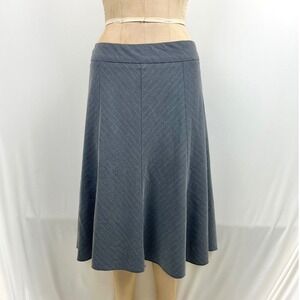90's Minimalistic Office Pinstripe Skirt Flared Grey Classic Elevated Size M
